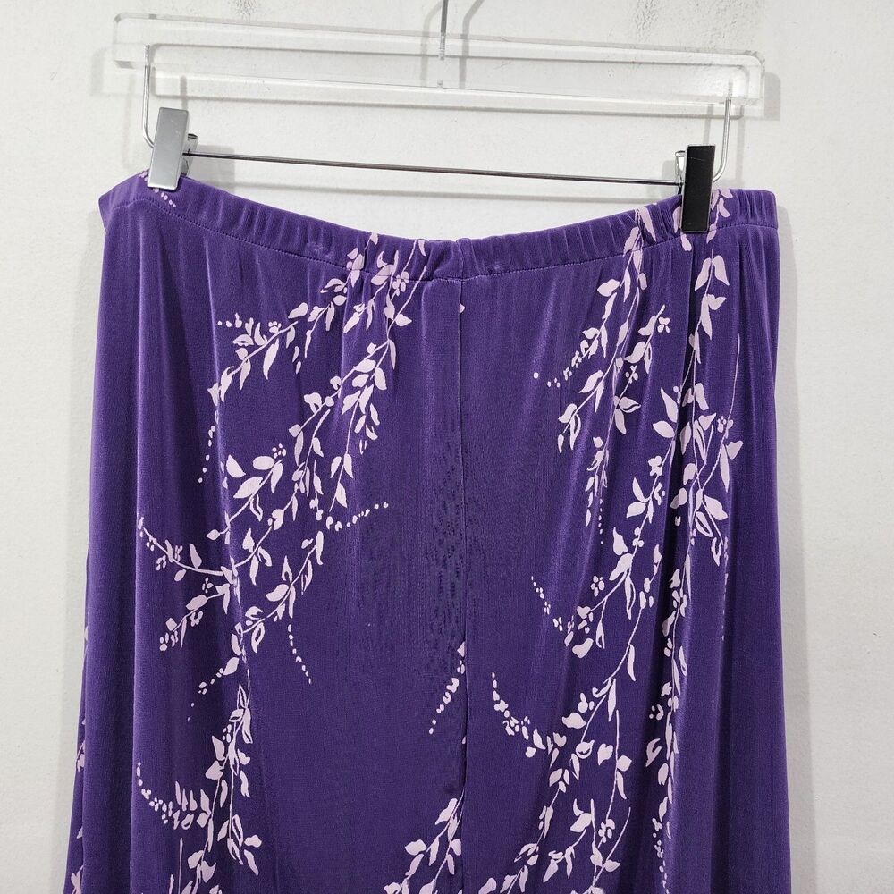 Citiknits Purple Floral Slinky Textured Midi Skirt Stretch Plus 2X Whimsygoth - Picture 9 of 10